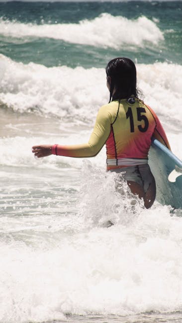 Active individual surfing with the number 15